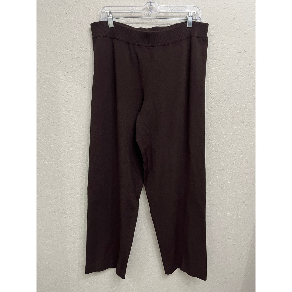 Eileen Fisher Knit Pants Medium Brown Italian Yarn Straight Leg Pull-on Relaxed